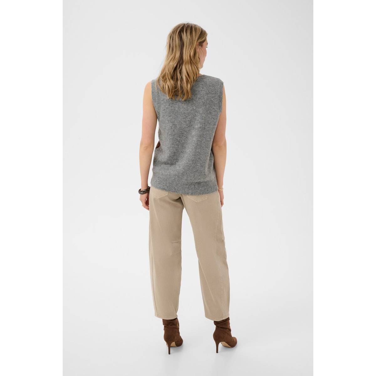 Pullover tricoté gris grey melange, CREAM