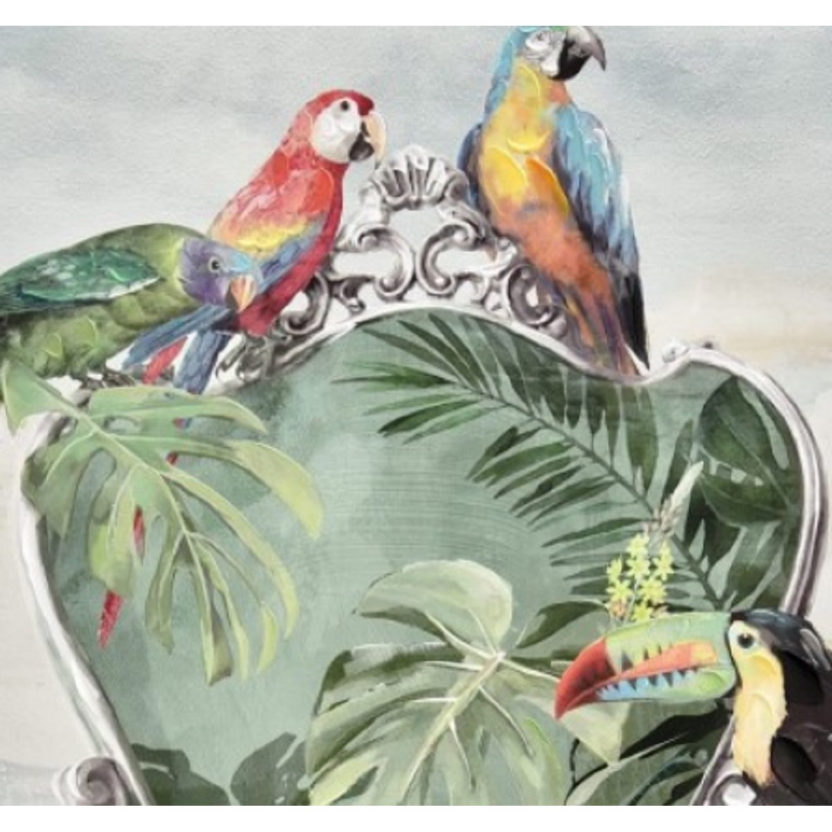 Impression Sur Toile Cadre Argent Ara multicolore, NOVATREND