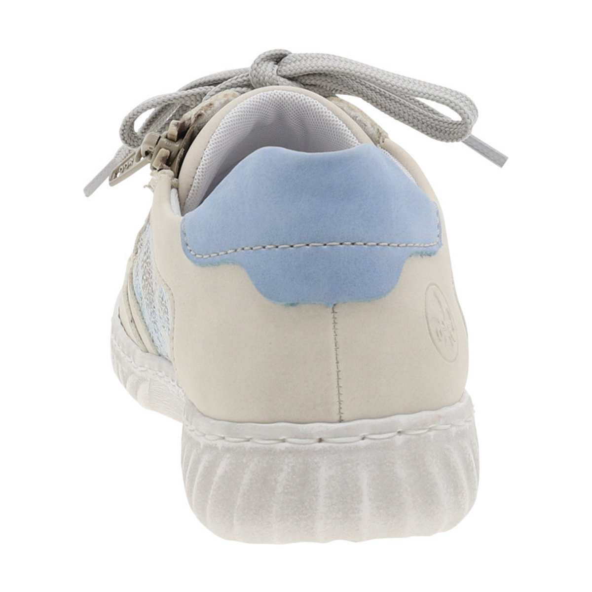 Tennis bleu ciel à talon plat avec des lacets et un zip latéral bleu clair, RIEKER