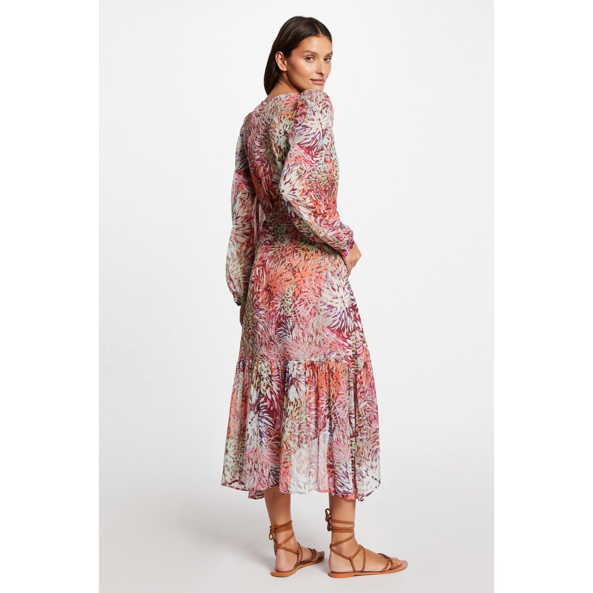 Robe midi portefeuille imprimé multico, MORGAN