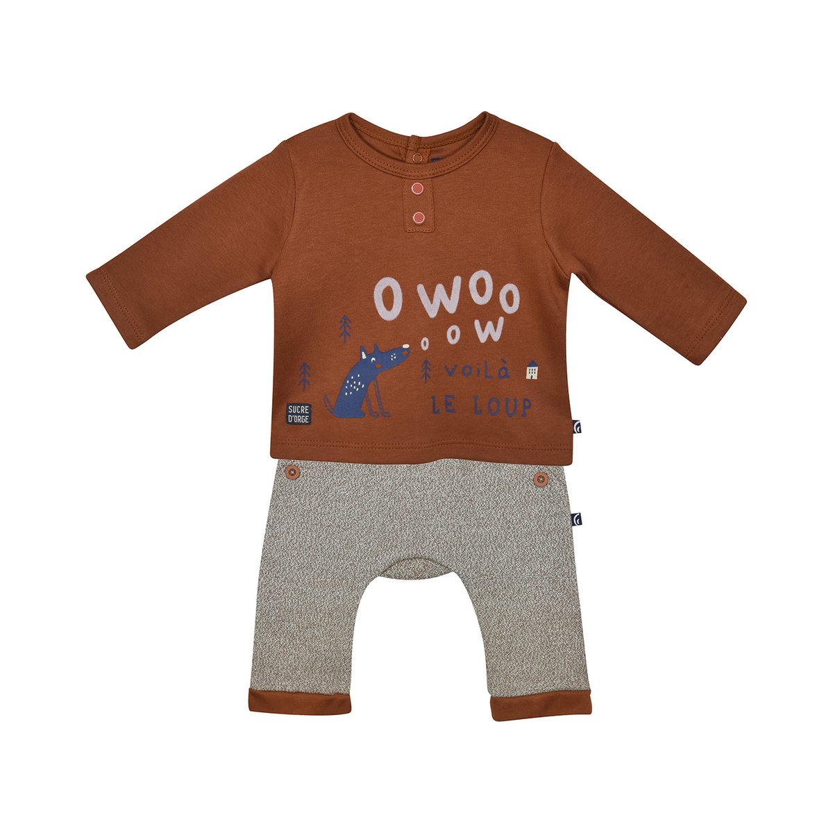 T-shirt + pantalon naissance frantz orange, SUCRE D'ORGE