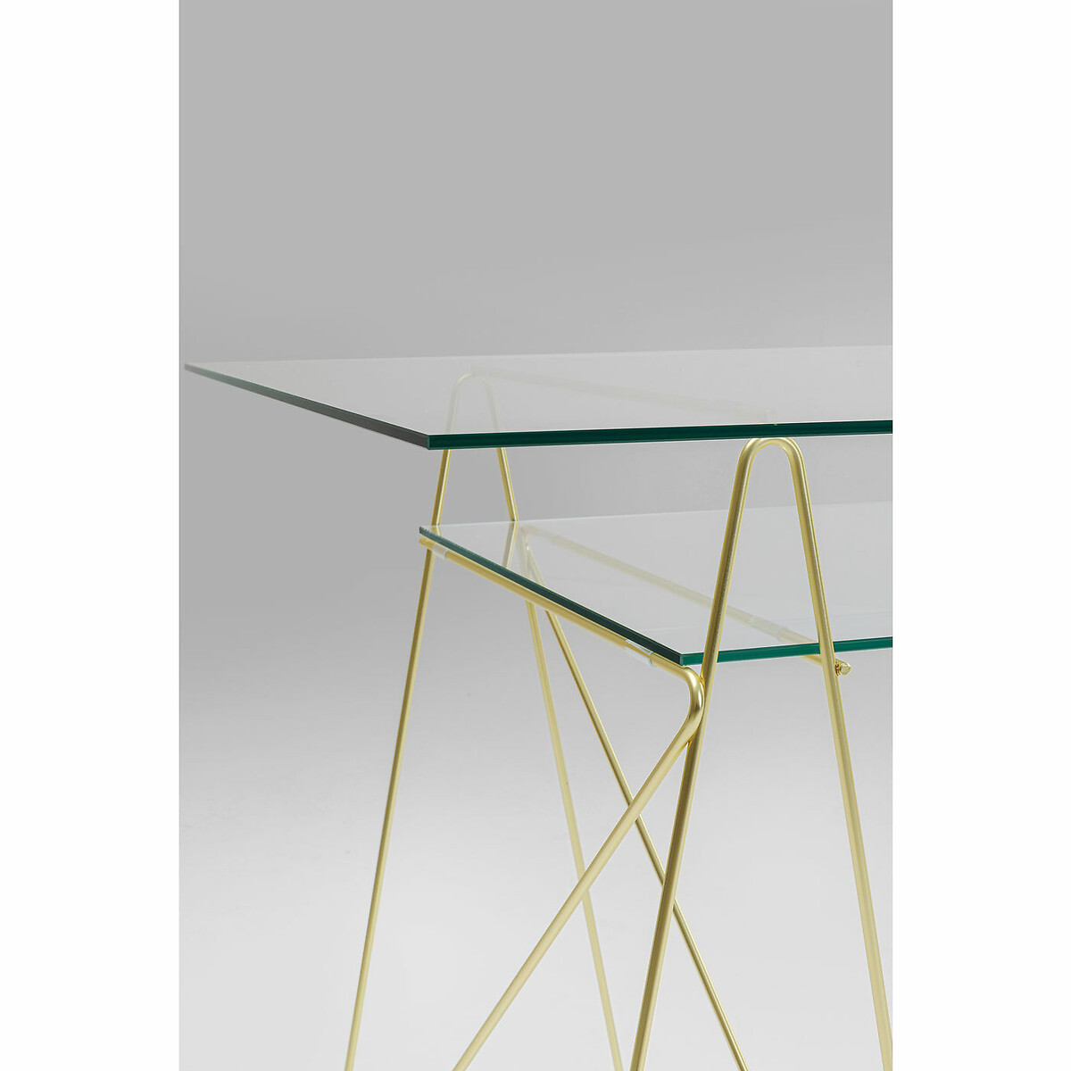Table Polar Brass Matt 8mm Tempered Glass gold-coloured, KARE DESIGN