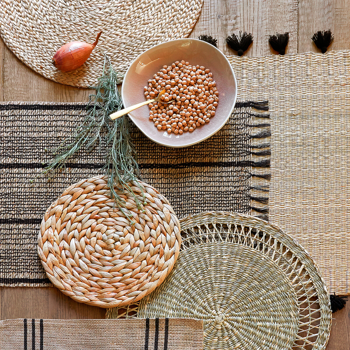 Set of 4 Nala Place Mats natural, LA REDOUTE INTERIEURS