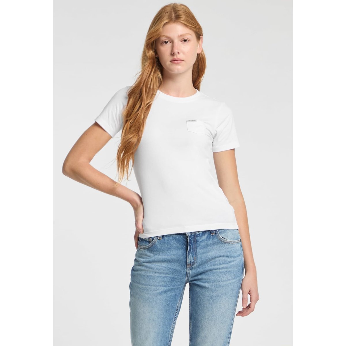 T-Shirt Coupe Slim Avec Une Poche blanc, GUESS