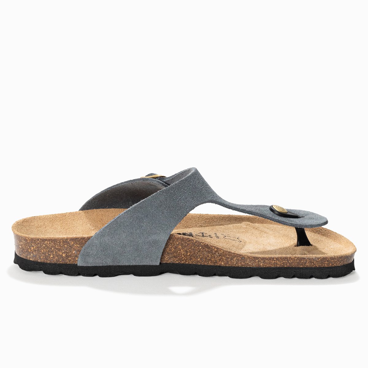 Tongs en cuir suédé MERCURE gris, BAYTON