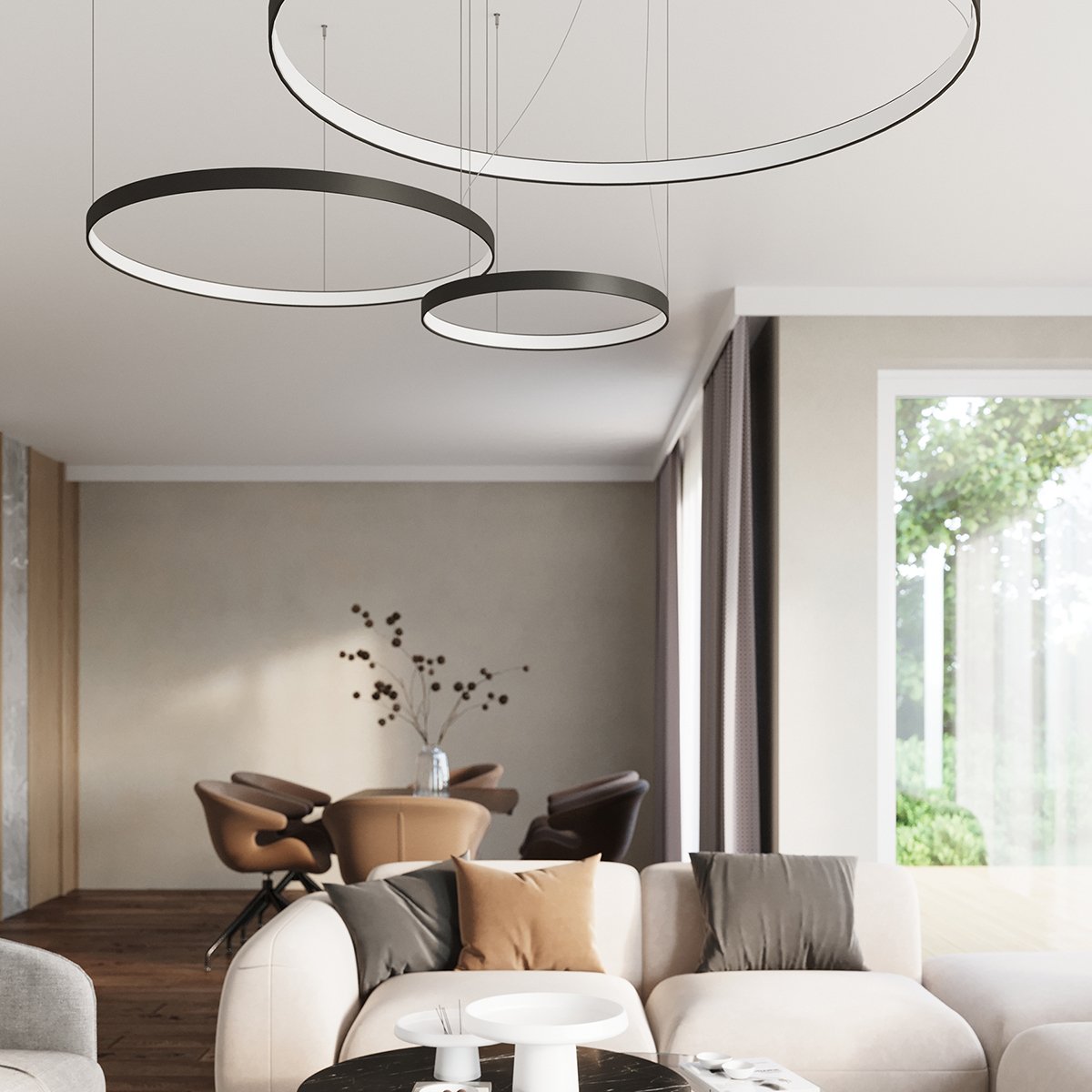 Lustre Aluminium Noir LED 1 Rio noir, EDEN