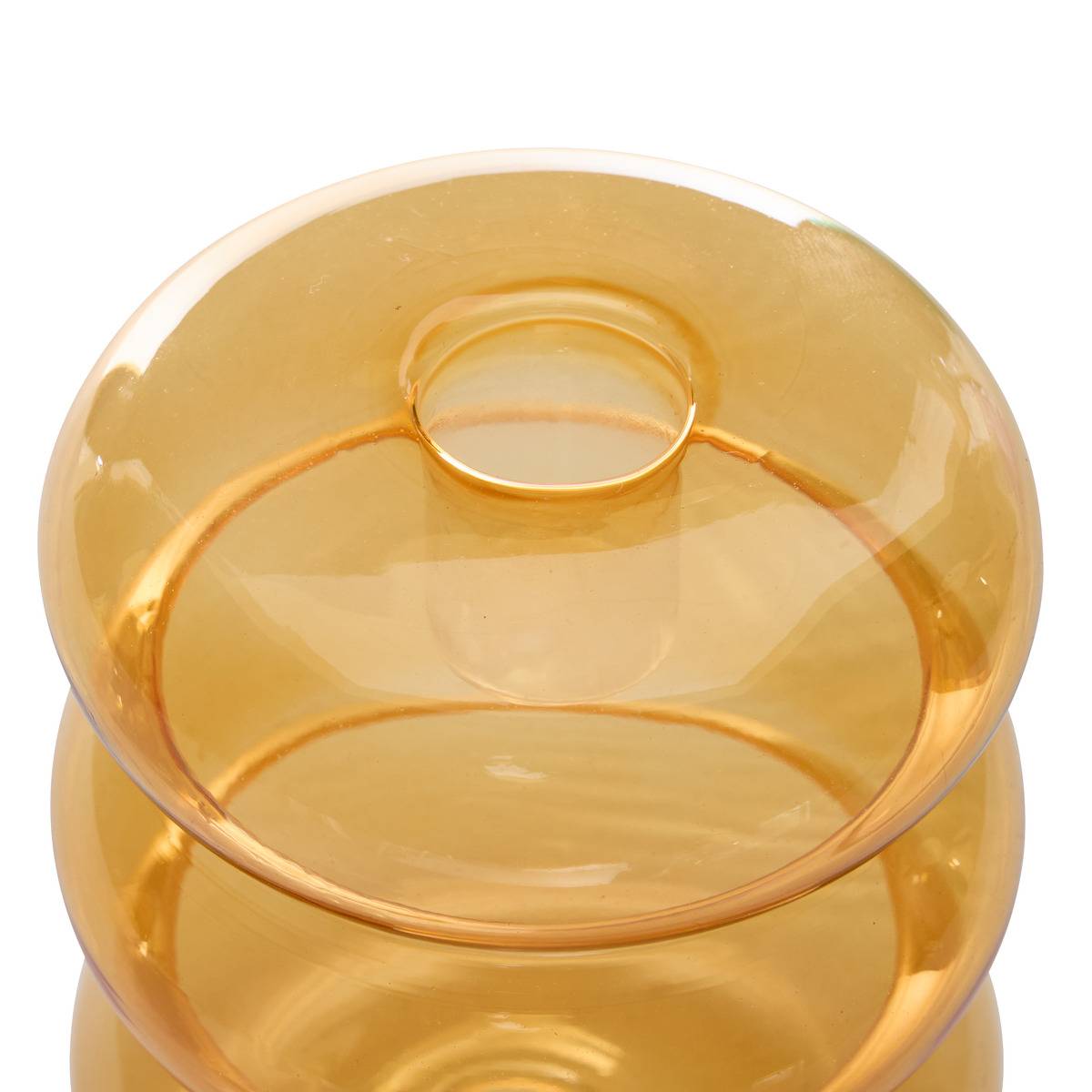 Bougeoir Pool en Verre 9x9x10,5cm Violet orange, ATMOSPHERA