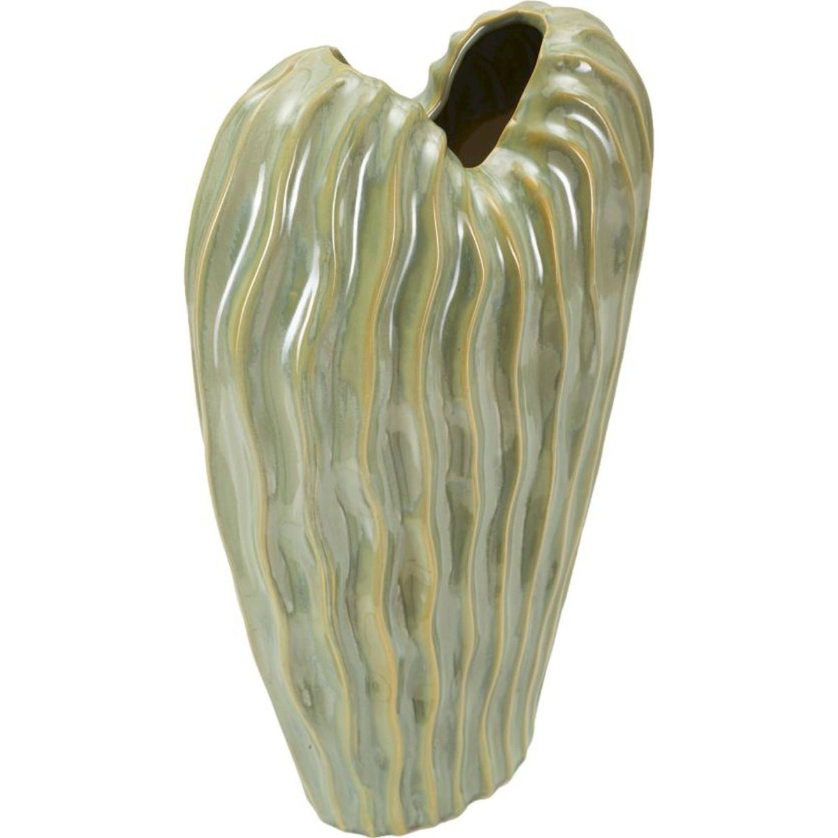 Vase en céramique relief ondulé MODERN vert, RECOLLECTION
