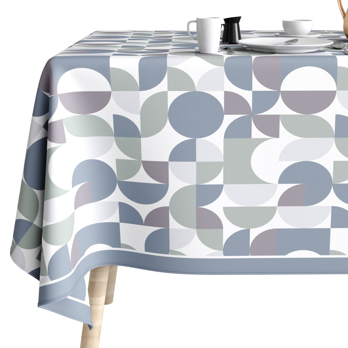 Nappe rectangulaire anti tache Coton Skandina Bleu bleu, EDEN