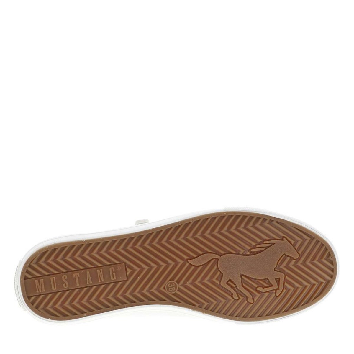 Tennis écrues à talon plat avec des lacets et un zip latéral blanc, MUSTANG