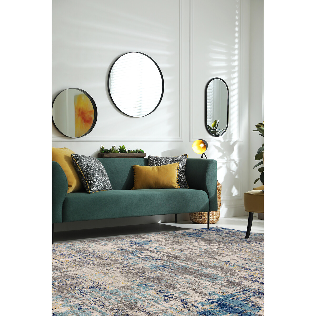 Distressed Abstract Pattern Rug blue, ÉDITÉ
