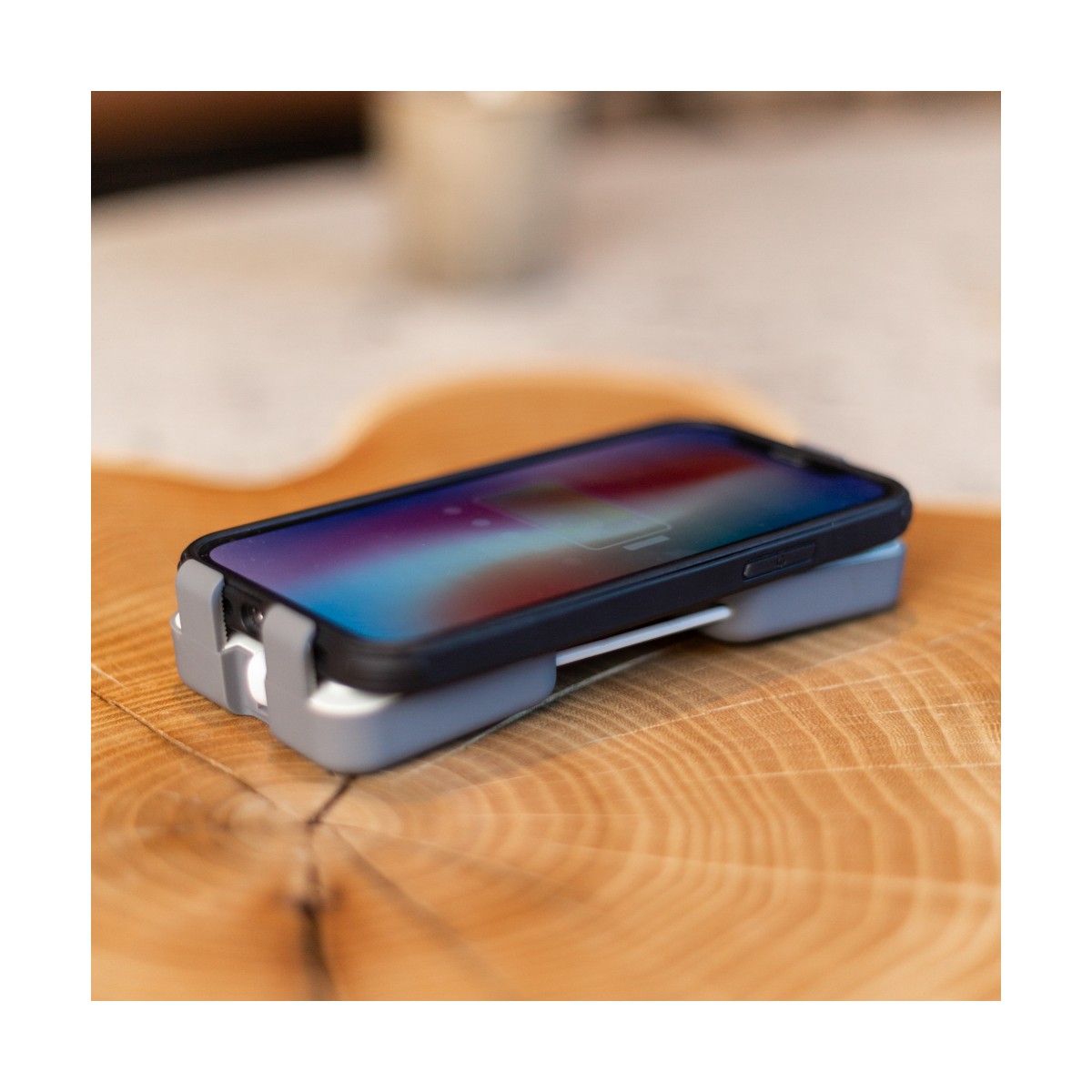 Batterie de secours support téléphone gris, LIVOO