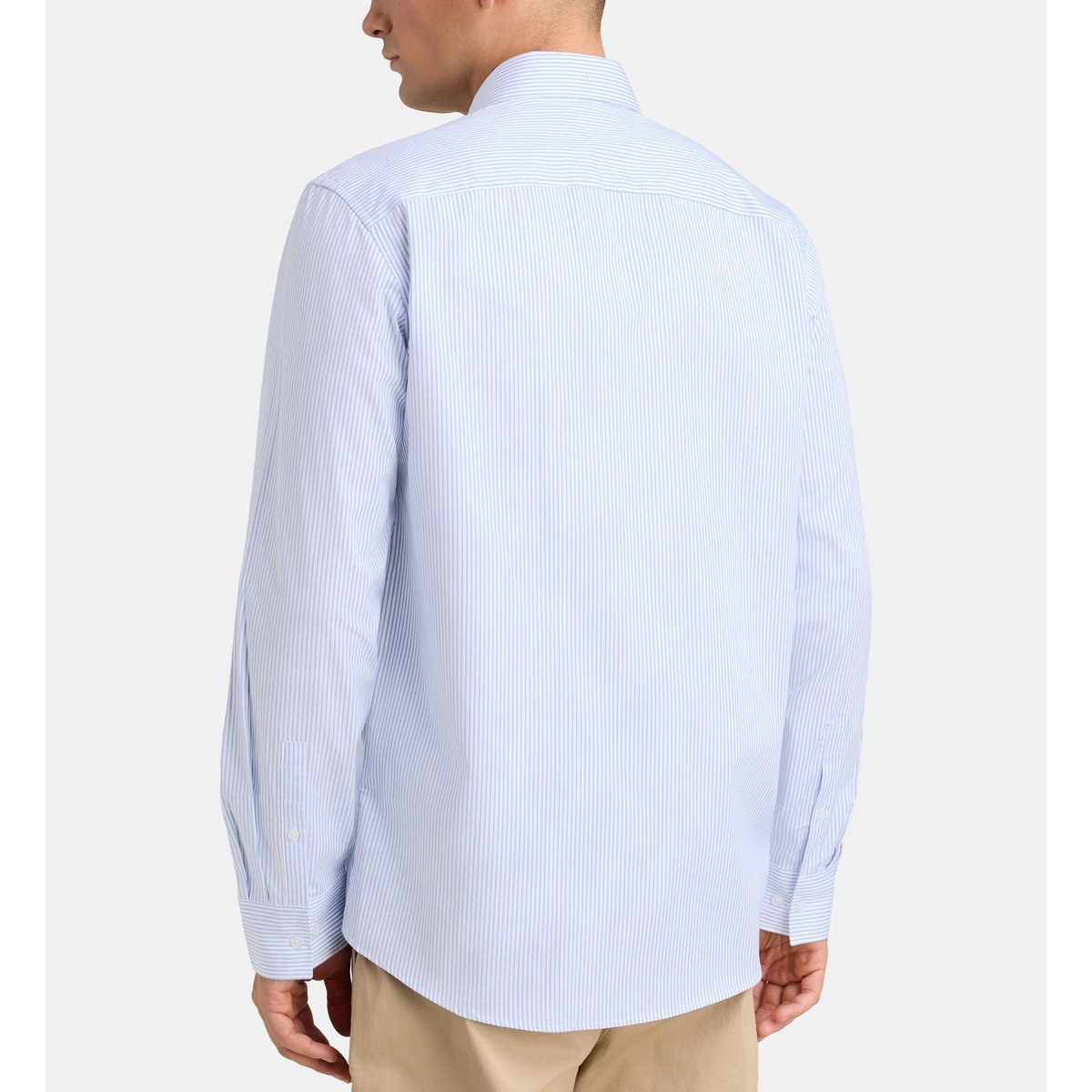 Chemise droite hsrrae rayures sans repassage coton bio bleu clair, GALERIES LAFAYETTE