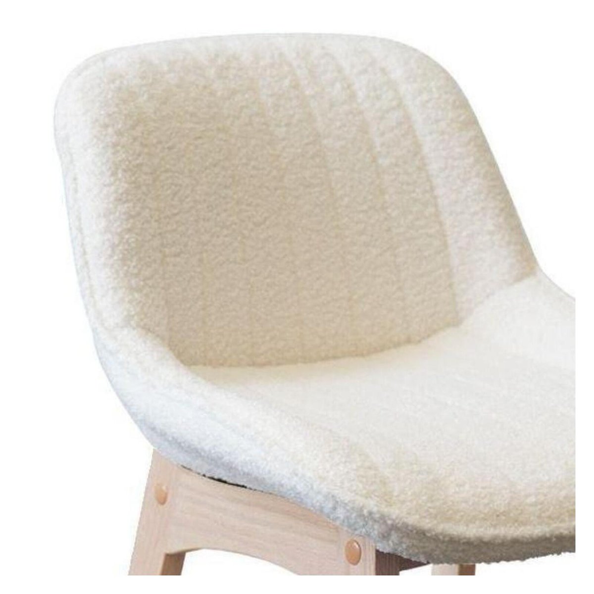 Lot de chaises d'îlot et bar en chêne et assise tissu bouclette 65cm MILK | Lot de 8 crème, MOB IN