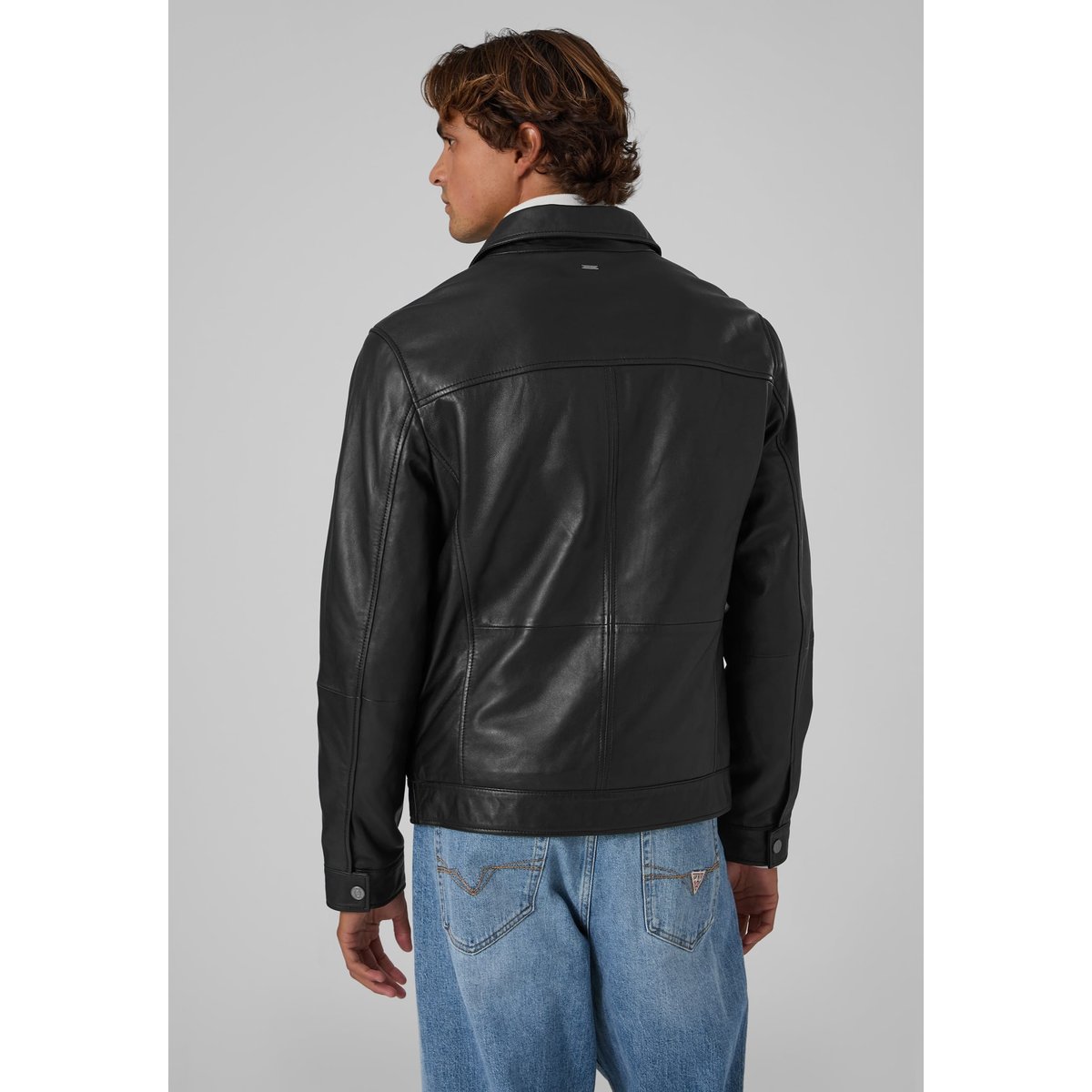 Veste D'aviateur En Cuir noir, GUESS