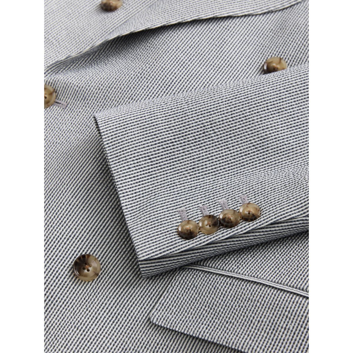 Veste de costume ajustée/croisée seersucker signature bleu, NEXT