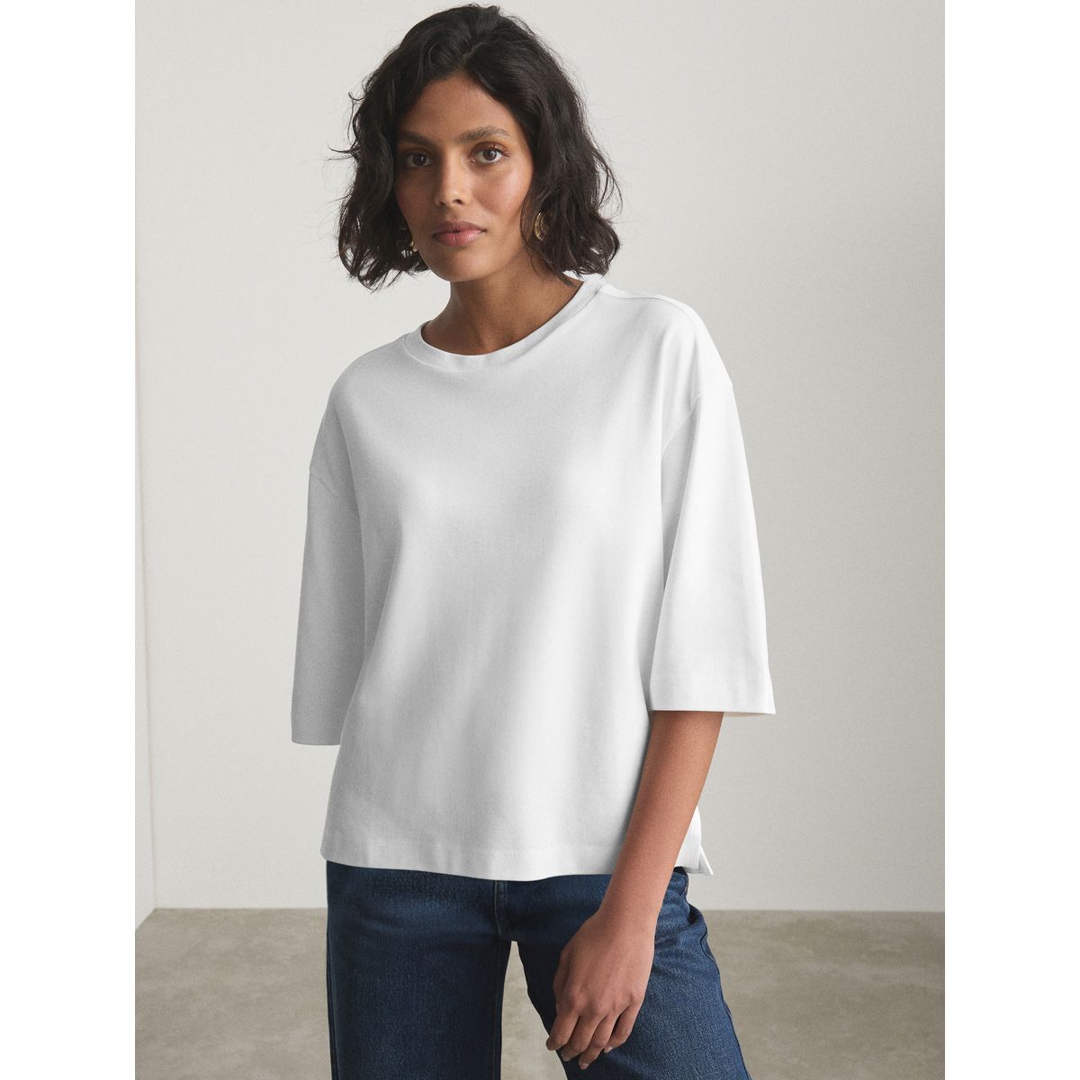 T-shirt droit ras du cou à manches courtes blanc, NEXT