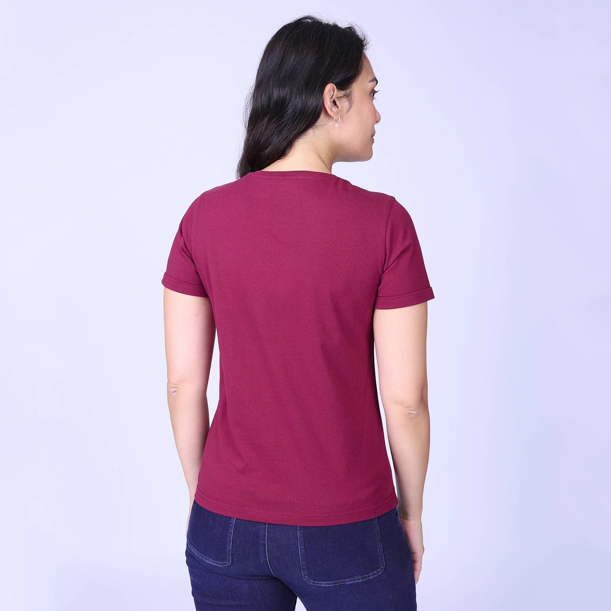 T-shirt col V bordeaux, MISE AU GREEN
