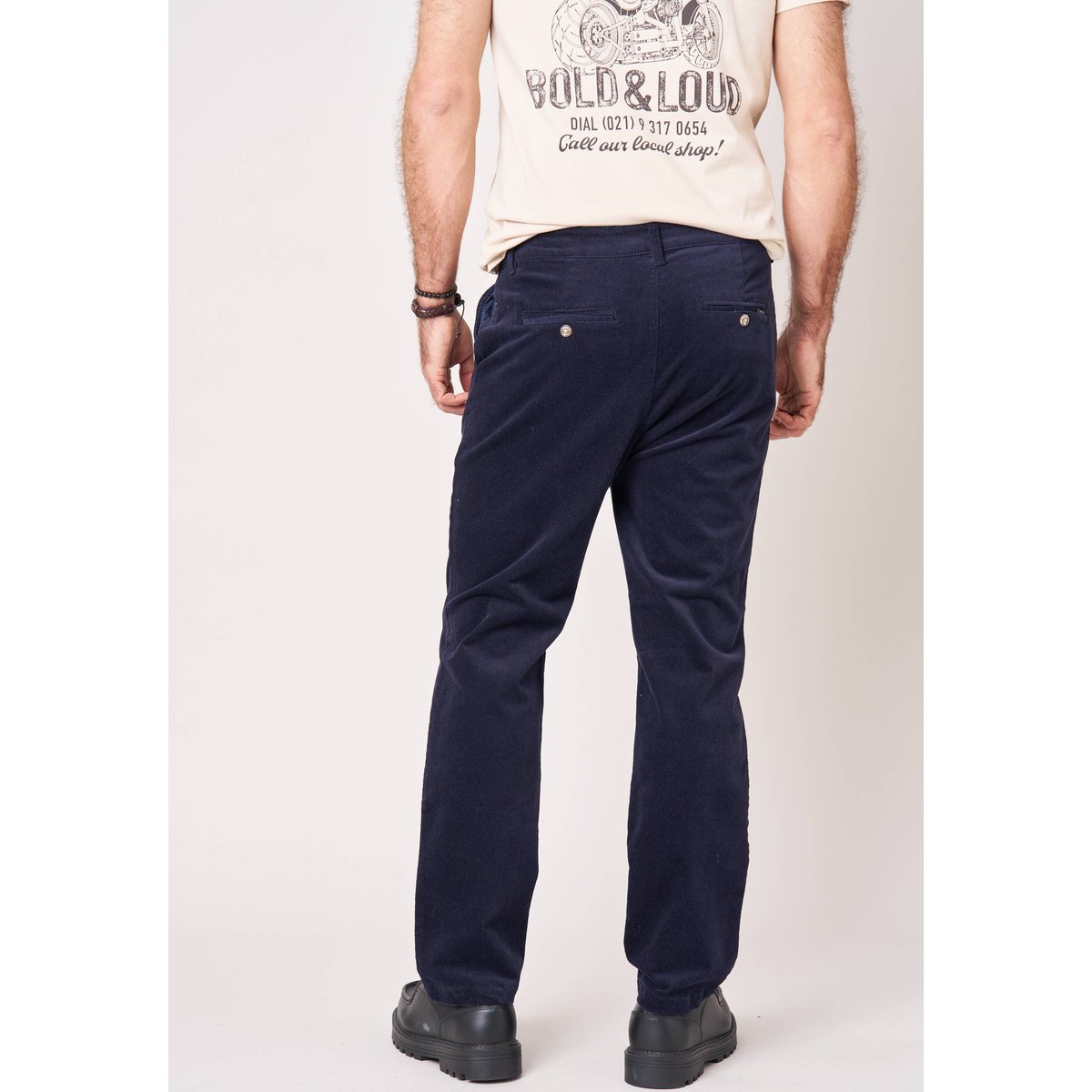 Pantalon regular homme en coton velours côtelé GORDY navy, DEELUXE