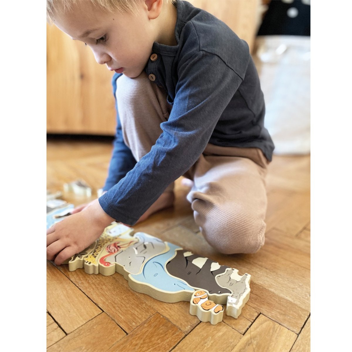 Puzzle de lettres Animaux beige, SMALL FOOT COMPANY