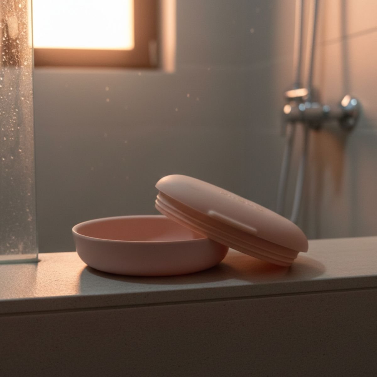 Boîte à savon de voyage ovale hermétique GO rose blush, EKOBO