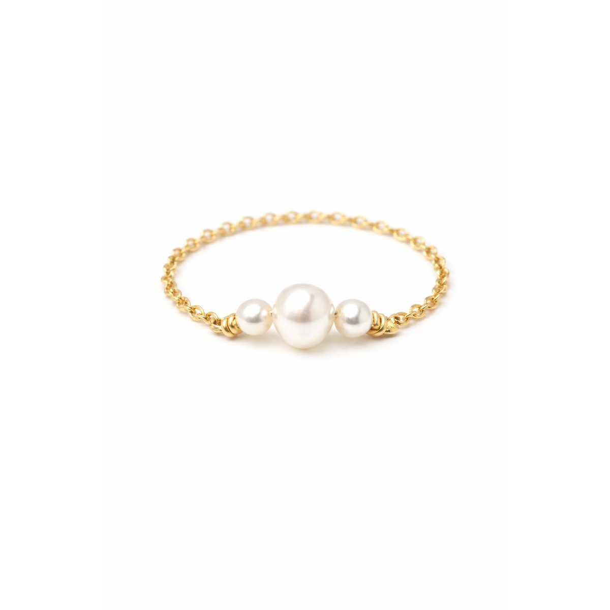 Bague chaînette Chance - Perles de culture or / perles de culture blanches, YAY PARIS