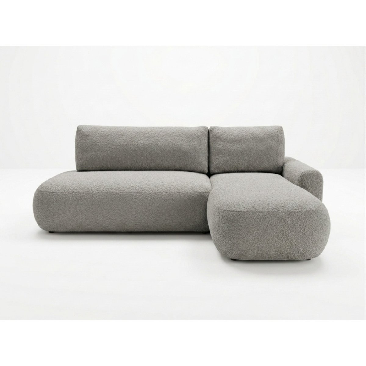 Canapé d'angle convertible 3 places en tissu bouclette, TANGO gris, BOBOCHIC