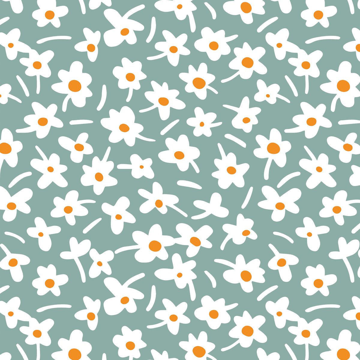 Nappe de table rectangulaire extra longue Petites fleurs fraîcheur Happy days vert, blanc, orange, ART FOR THE HOME