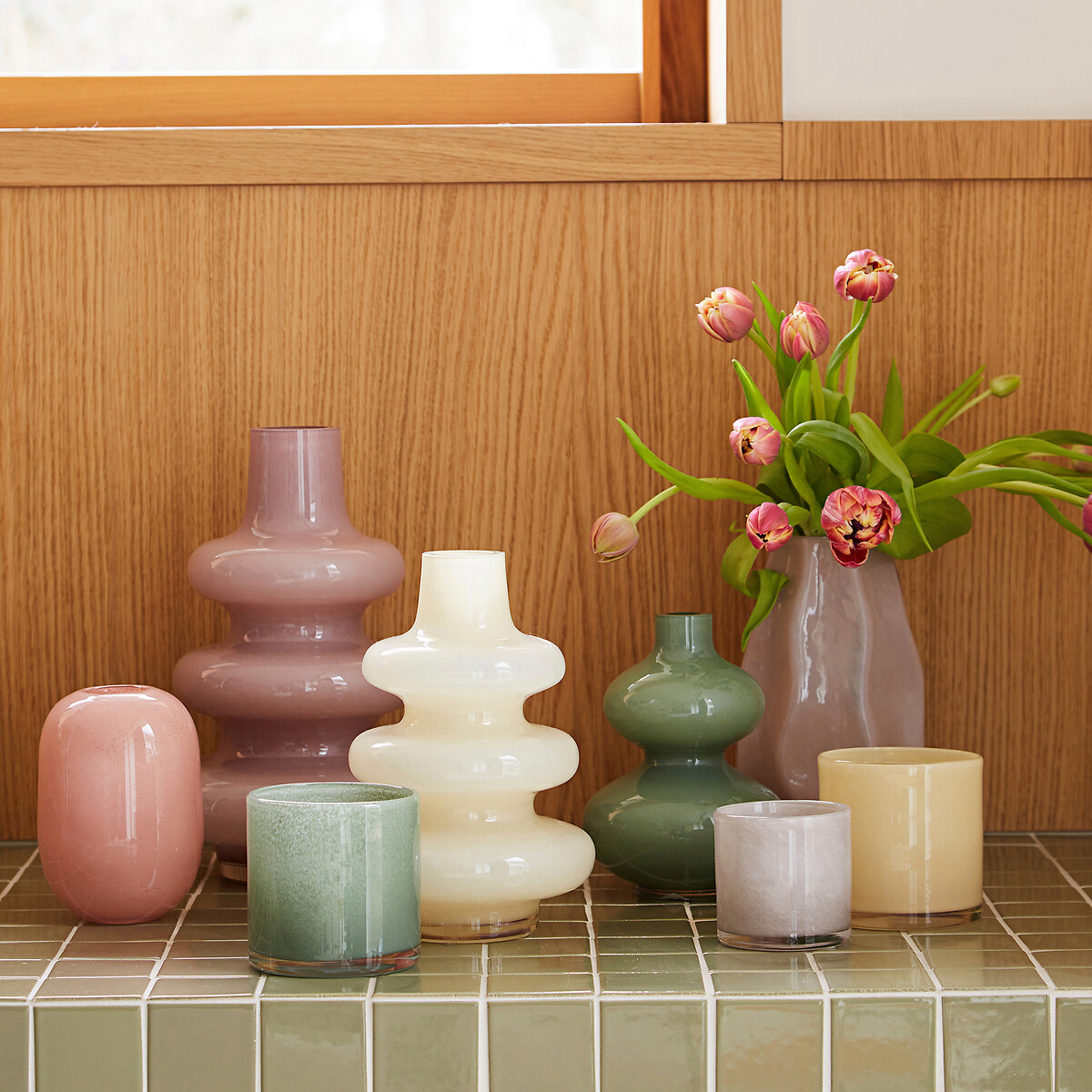 Vase en verre H30 cm, Olia rose, LA REDOUTE INTERIEURS