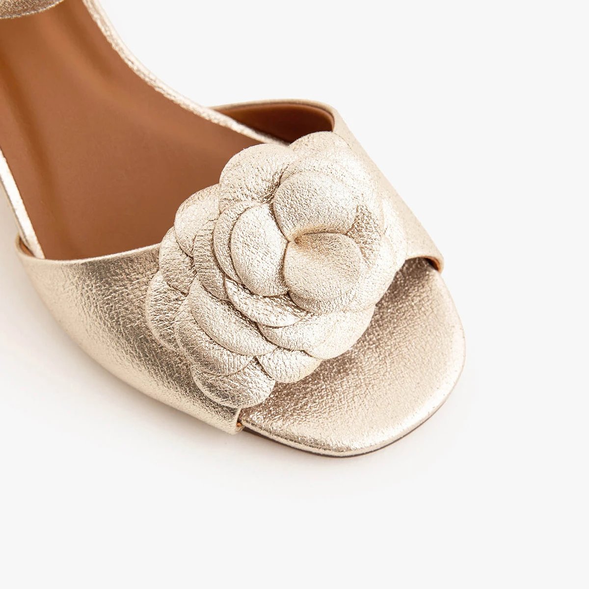 Sandale cuir pailleté LUCILE doré clair, MAISON TOUFET