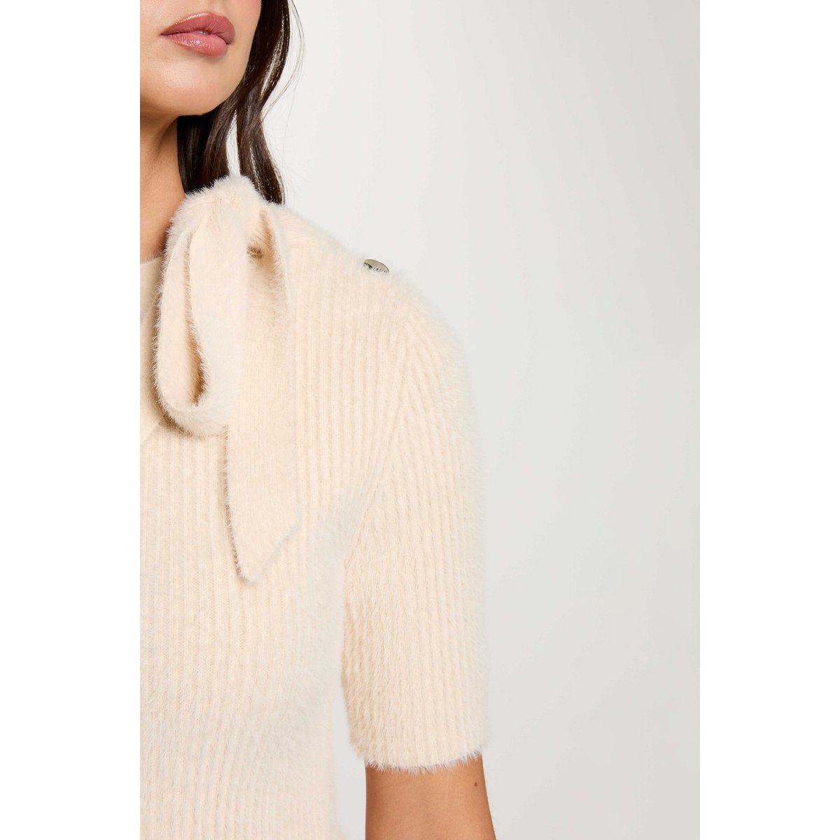 Pull col montant beige, MORGAN