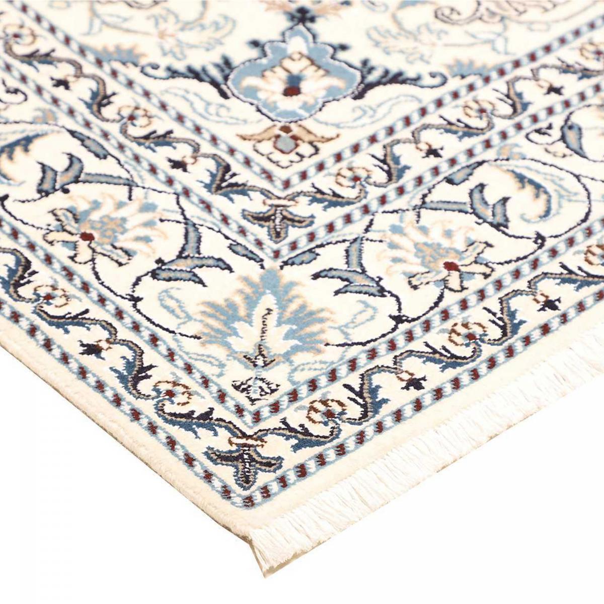 Tapis d'orient, motif oriental, noué main, laine, NAIN 7 bleu, beige, crème, UN AMOUR DE TAPIS