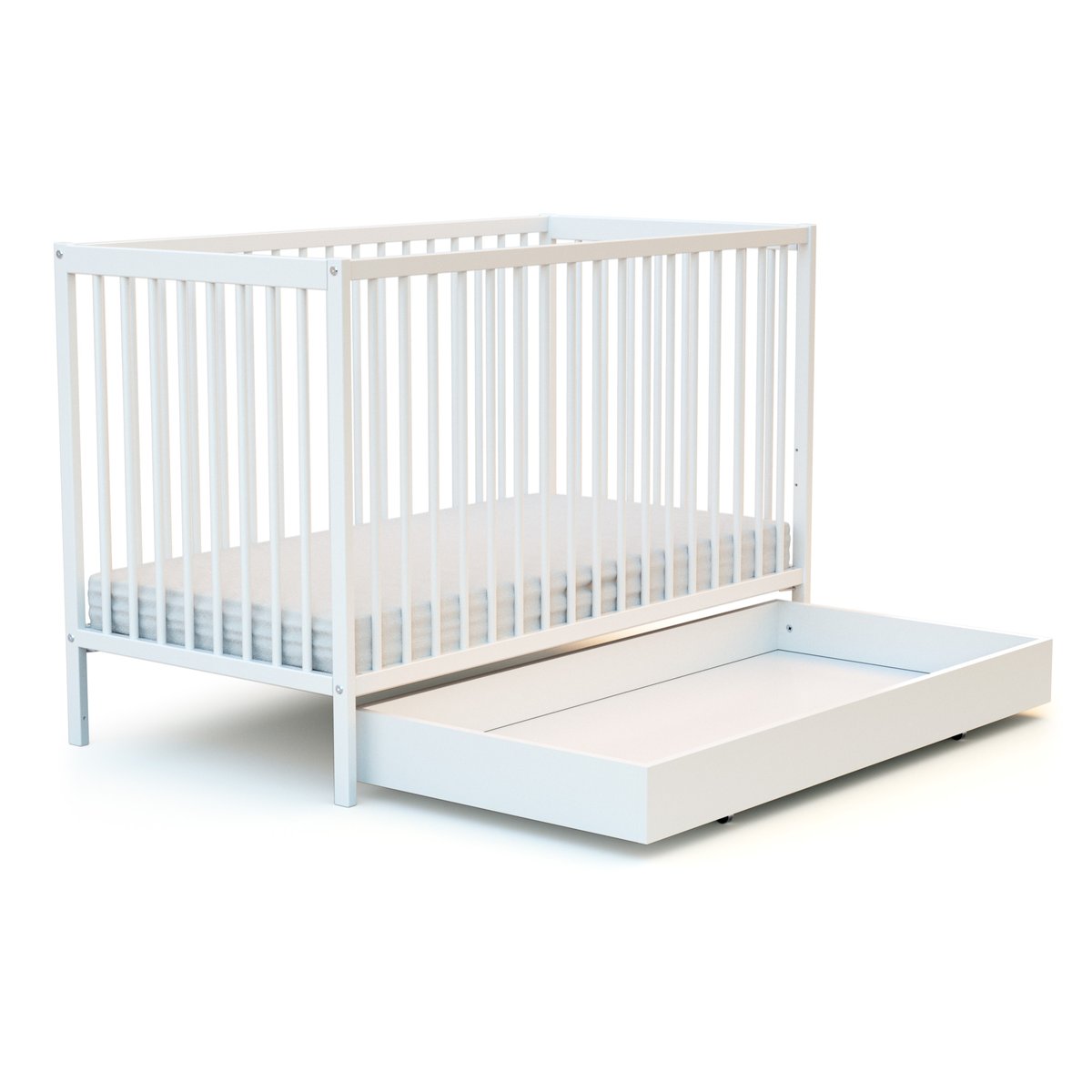 Tiroir de lit bébé en bois ROLO 60 x 120 blanc, WEBABY