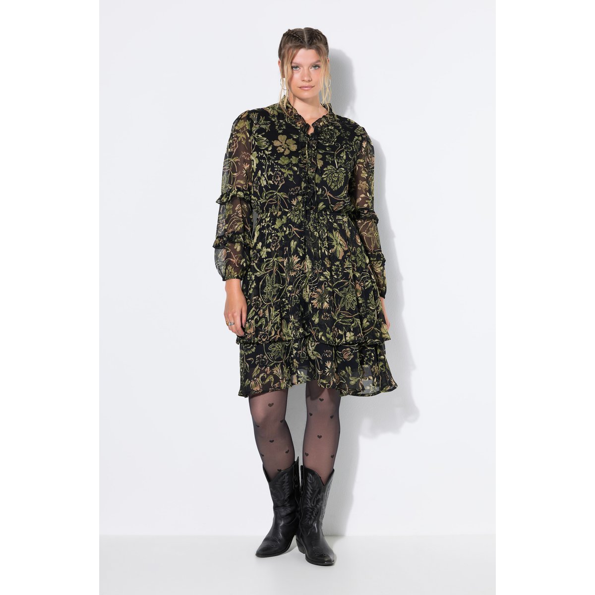 Robe mini avec ruchés noir, STUDIO UNTOLD