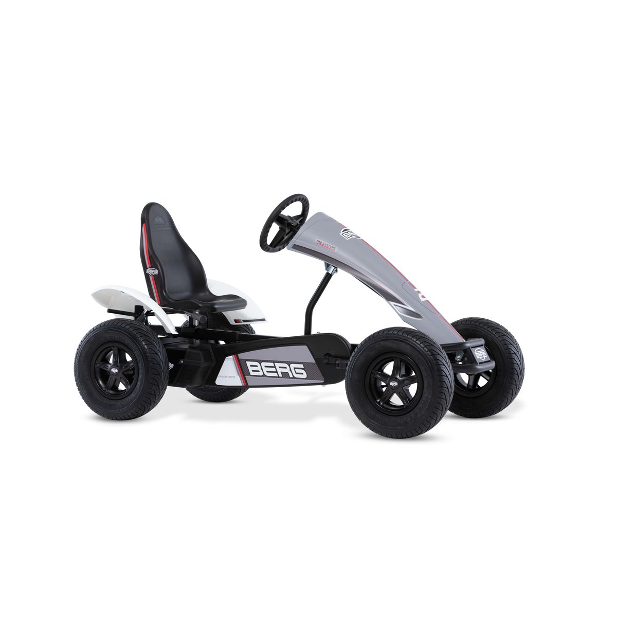 Kart à Pédales pour Enfants, 5+ Ans, XL Race GTS BFR-3 grey/white, BERG TOYS