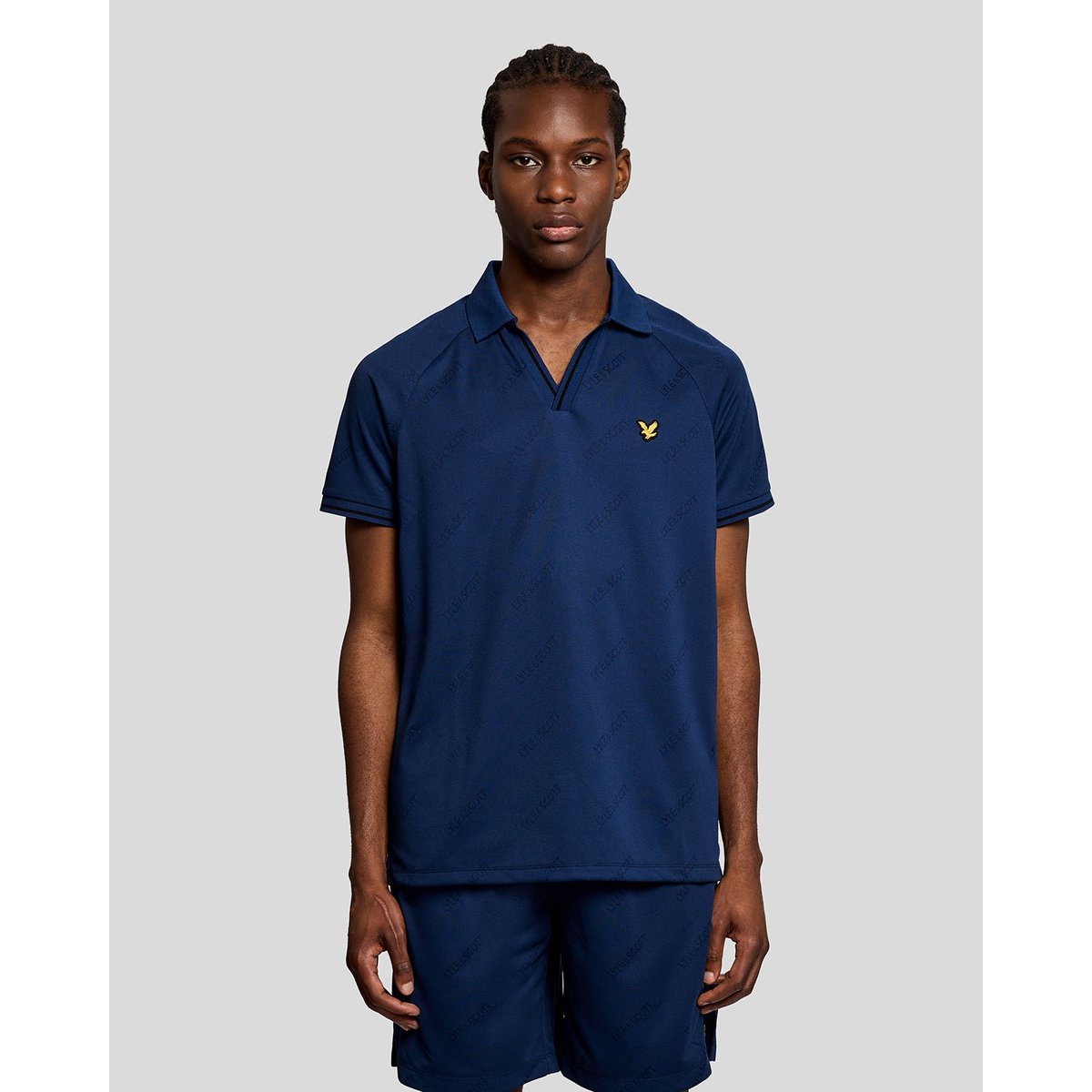 Polo Sports gaufré football bleu pivoine marine, LYLE & SCOTT