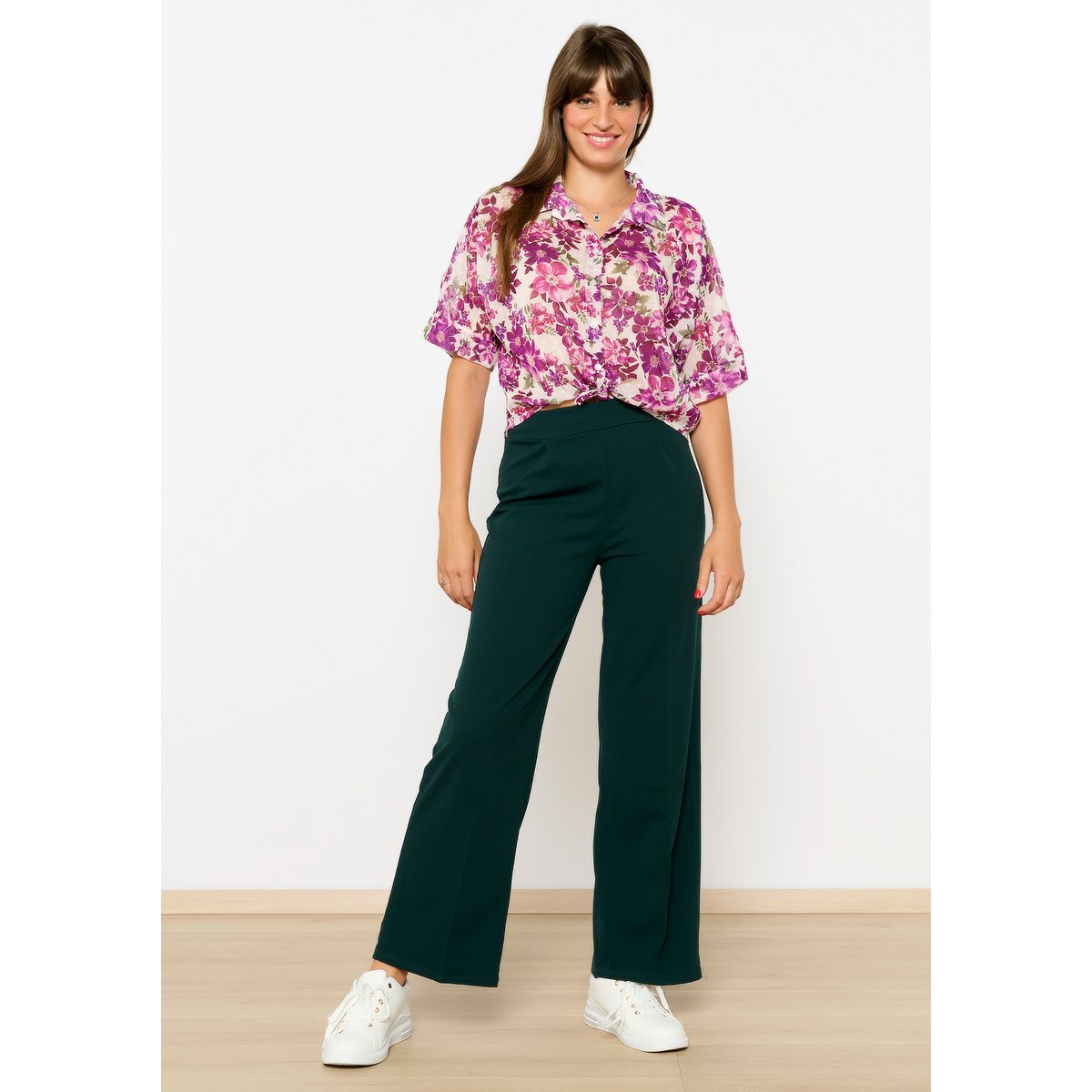 Pantalon évasé vert bouteille, LOLALIZA