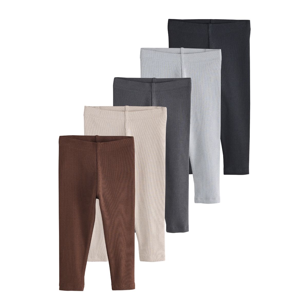 Legging côtelé, lot de 5 marron/gris, NEXT