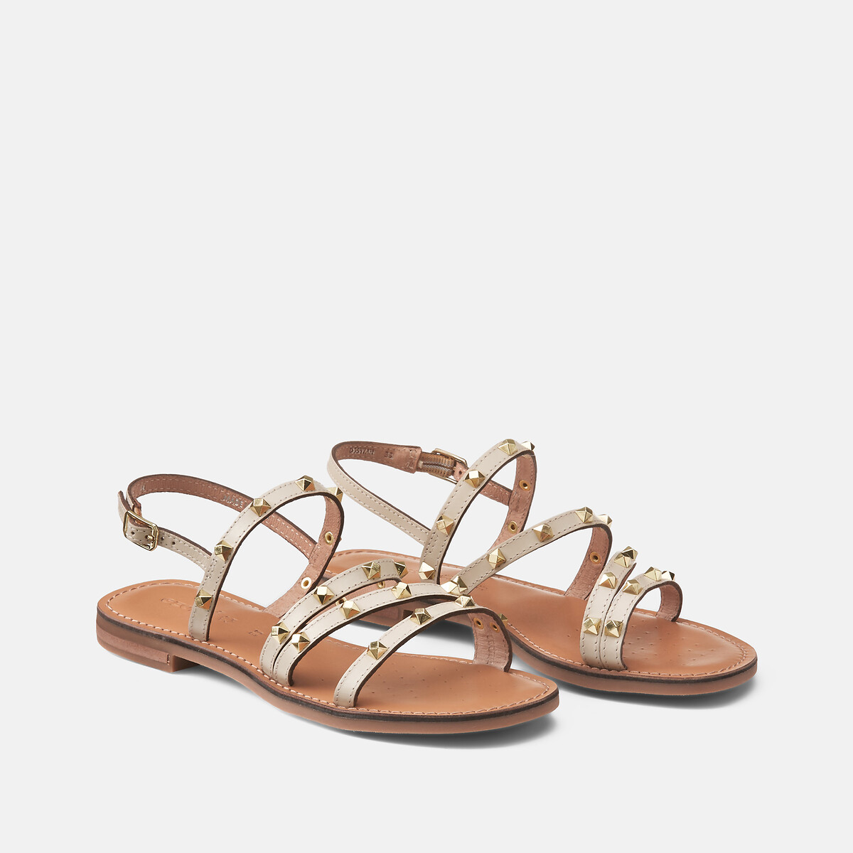 Sandales plates en cuir Maddalusia beige, GEOX