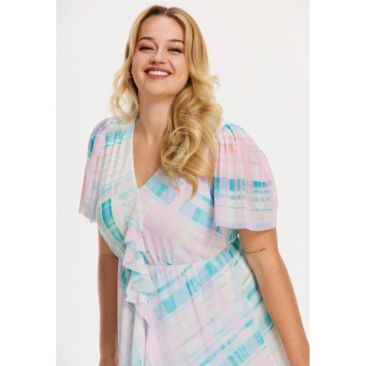 Robe imprimée turquoise, YOEK