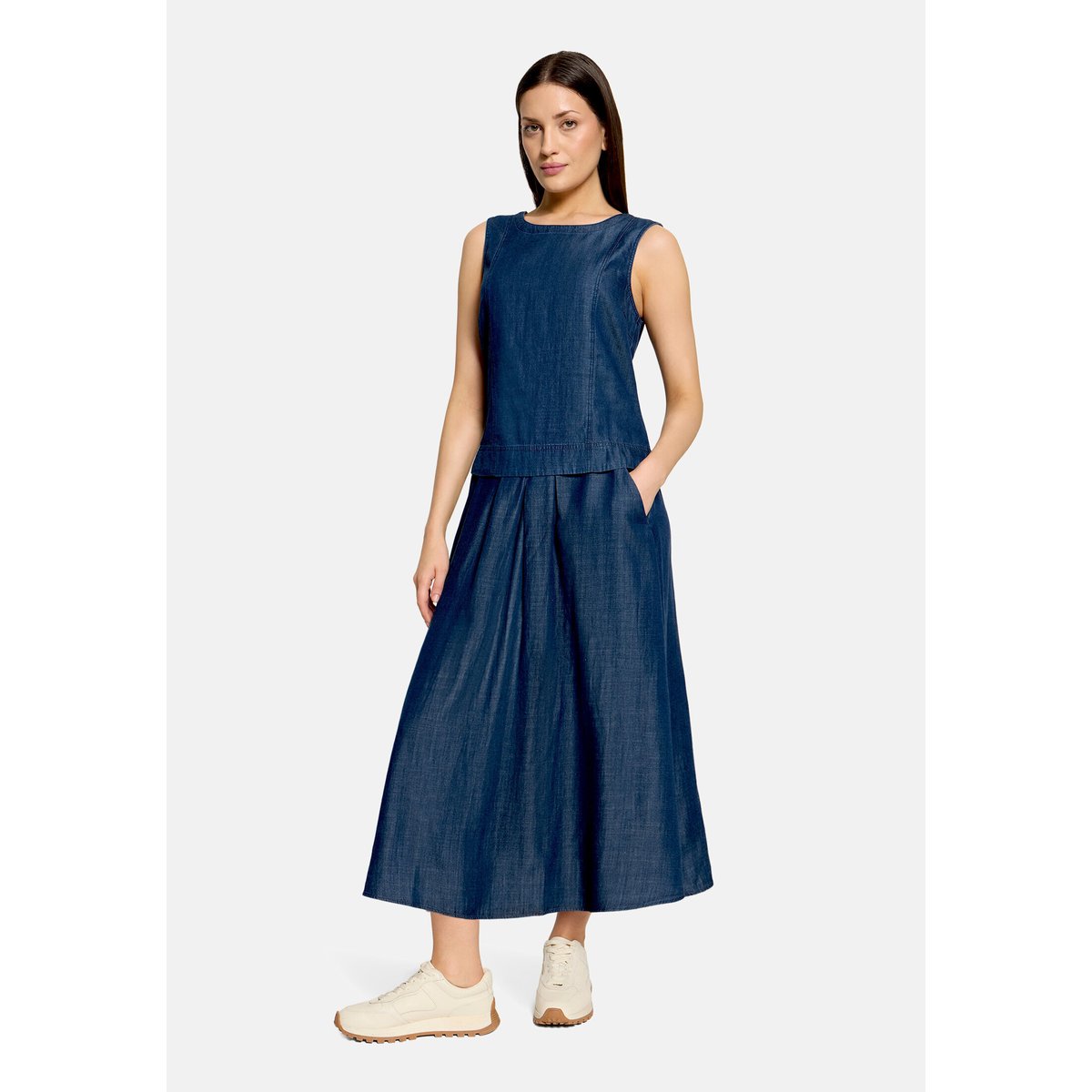 Haut façon blouse sans manches dark blue denim, CARTOON