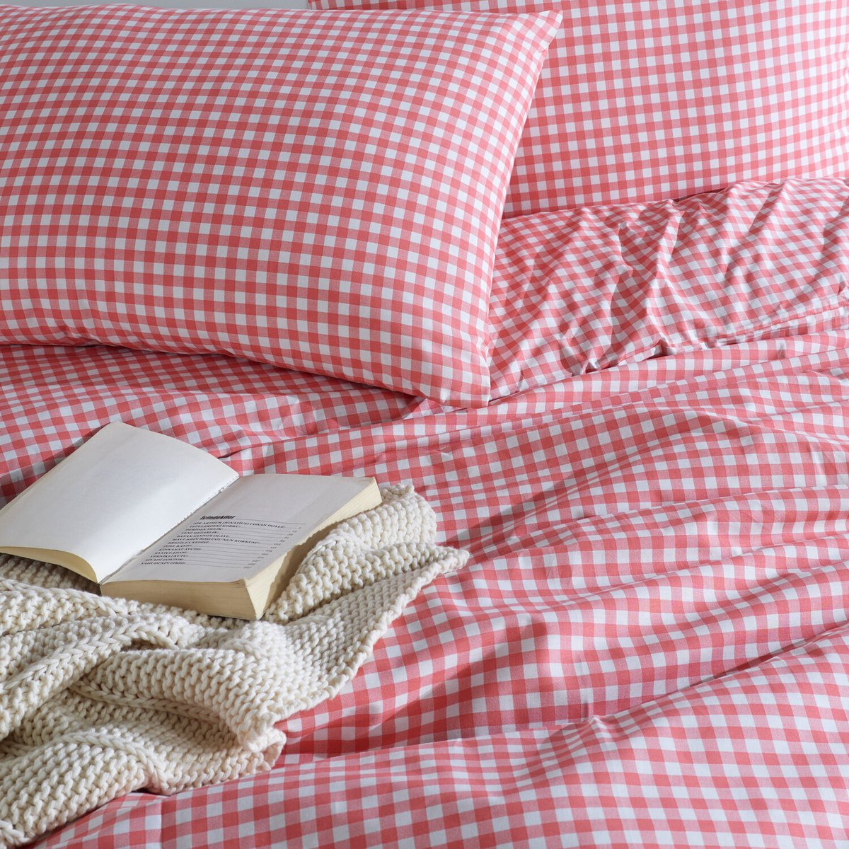 Parure housse de couette en coton motif vichy rouge et blanc, VICHY ROUGE blanc / rouge, C DESIGN HOME TEXTILE