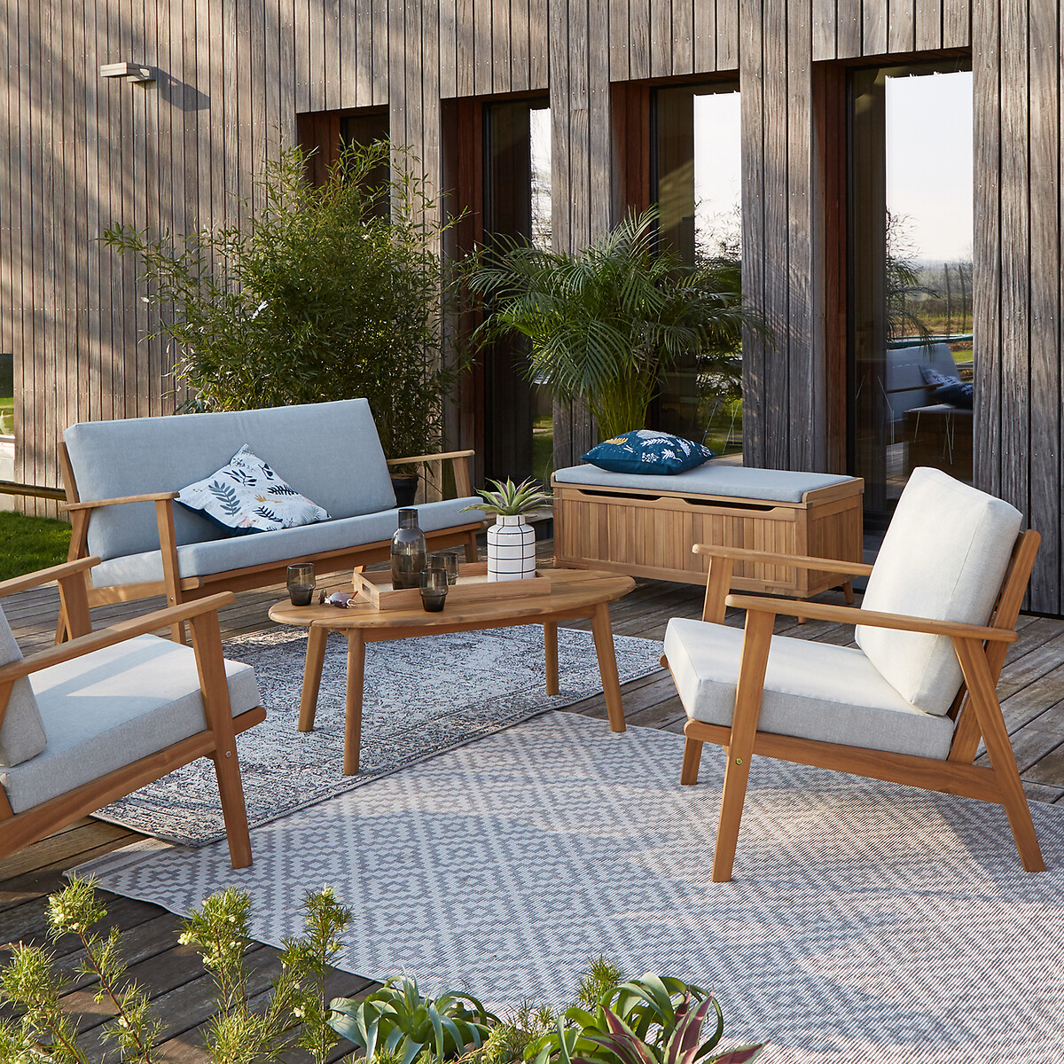 Banco-arca de jardim, em acácia, Garden acácia, LA REDOUTE INTERIEURS