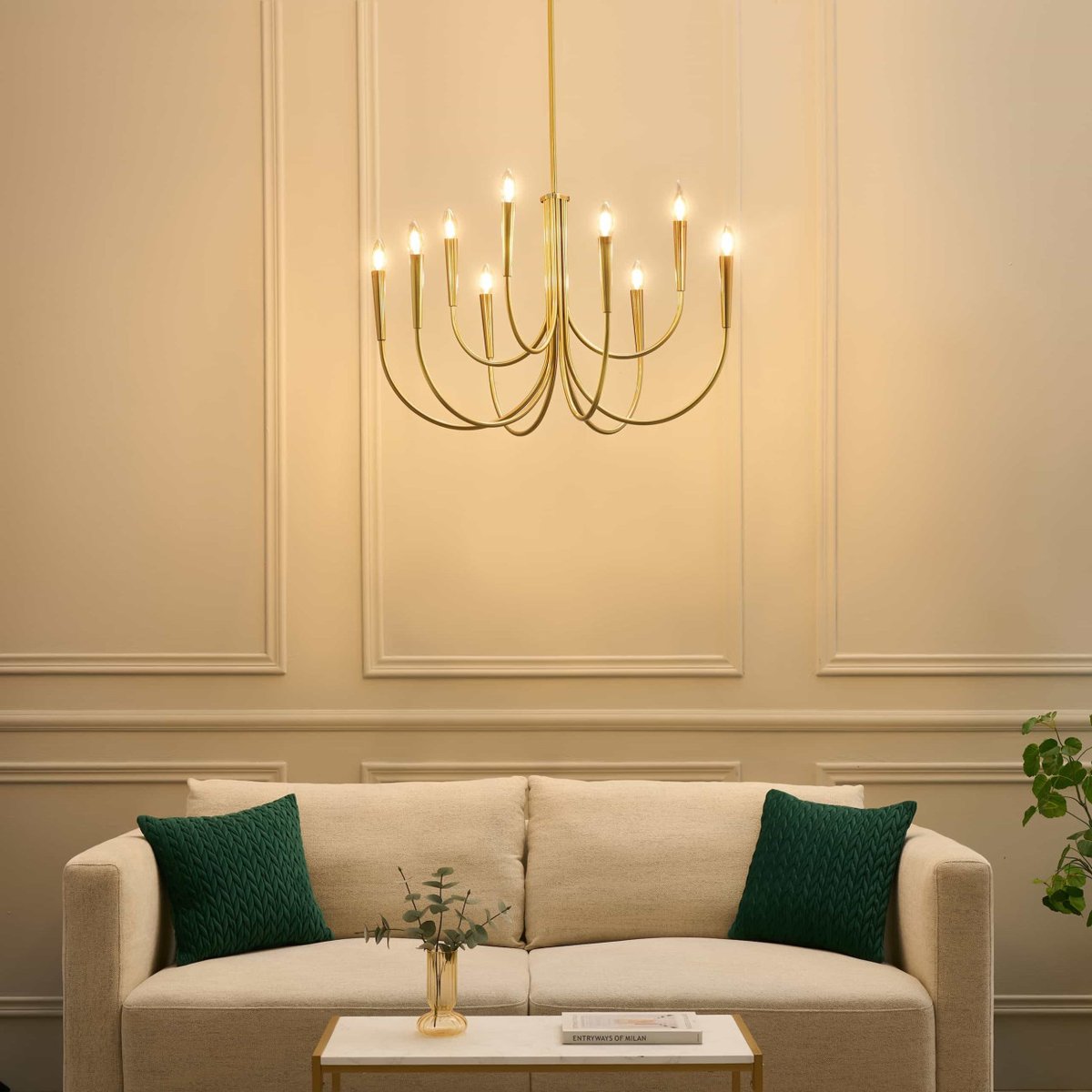 Lustre doré bras multiples 9 lumières - KAELISMA doré, KOSILUM