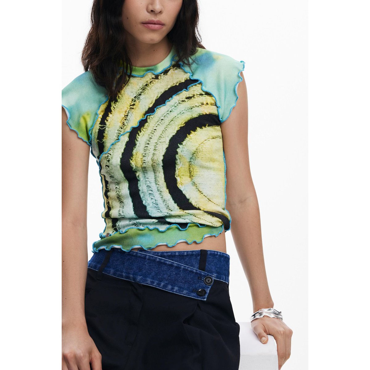 T-shirt à manches courtes avec cercles vert, DESIGUAL
