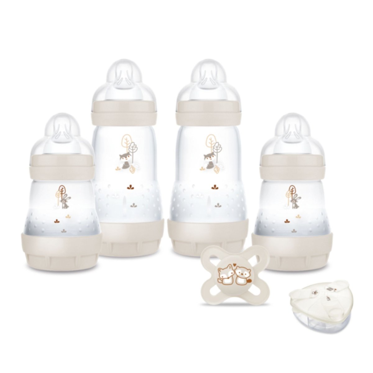 Coffret 10 biberons naissance anti-colique Sable (2*130 4*160 4*260 +1 sucette naissance et 1 boîte doseuse de lait ) couleur unique, MAM