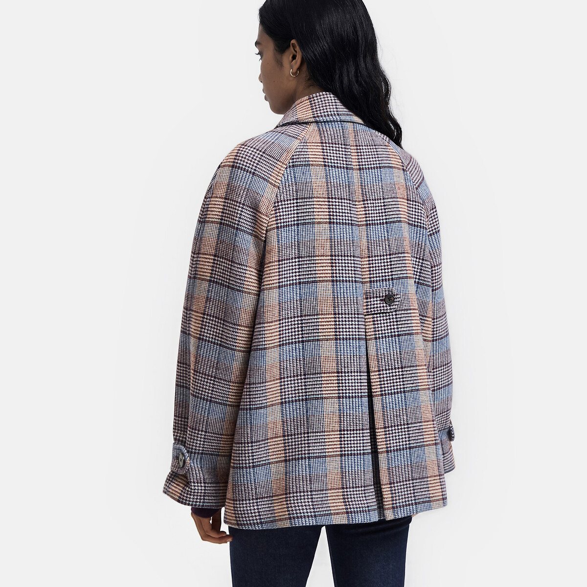 Manteau court, à carreaux carreaux violet, LA REDOUTE COLLECTIONS