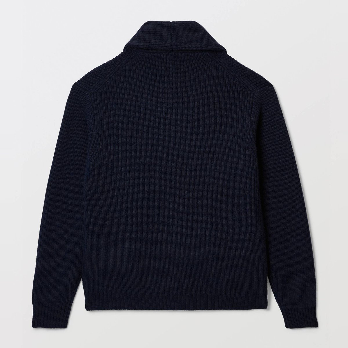 Gilet col châle en laine marine, MONOPRIX