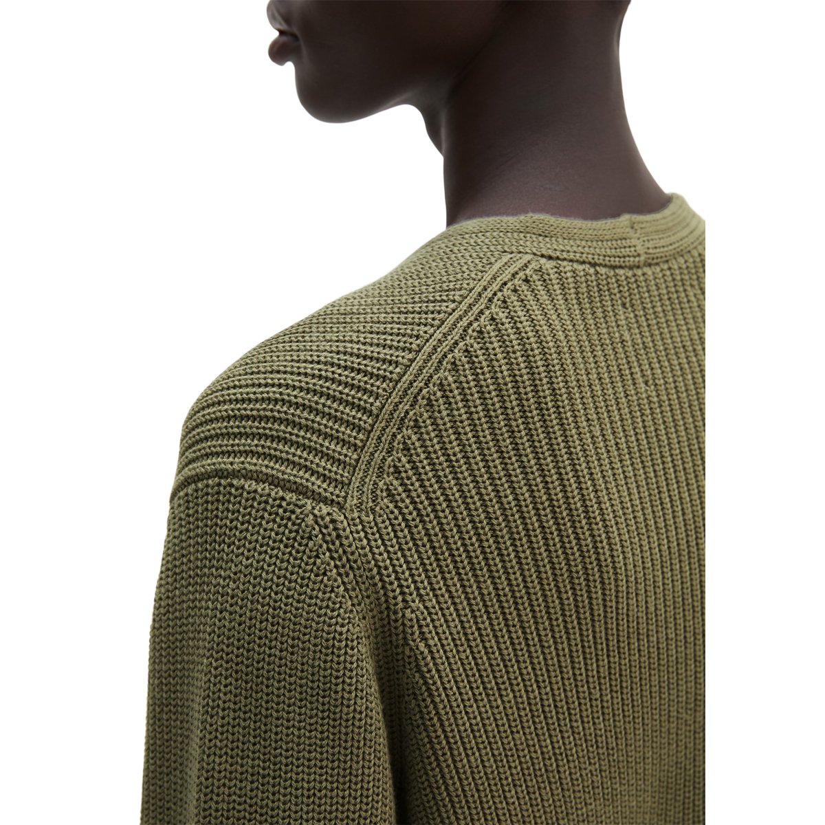 Cardigan col V relaxed en coton organique lourd vert, MARC O'POLO