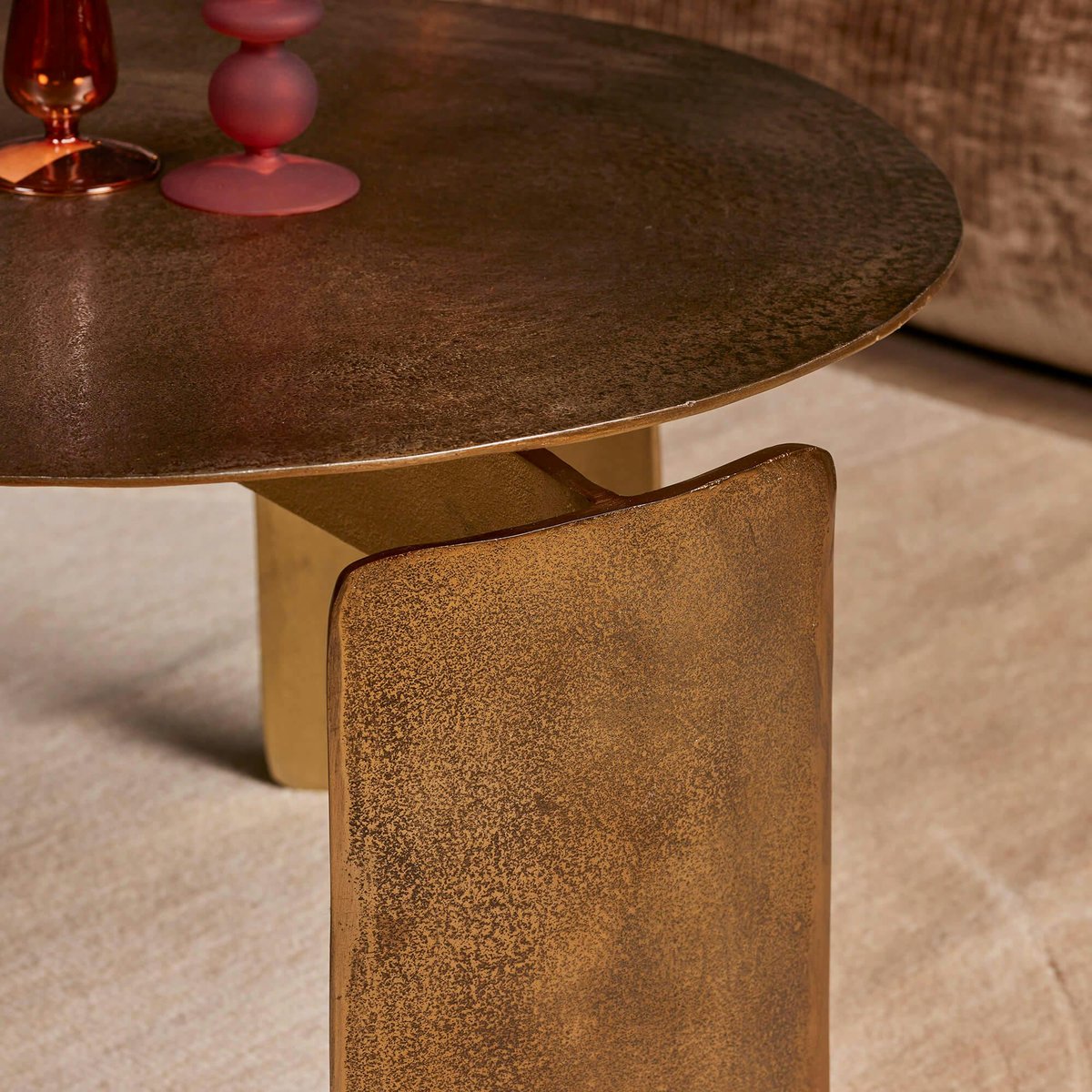 Table basse ronde en métal doré Ø60 cm KANO doré, PIER IMPORT